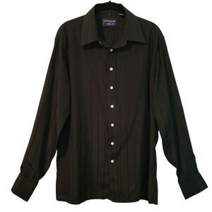 Givenchy for Chesa Vintage Black Long Sleeve Button-up Chain Stripes Shirt Men L